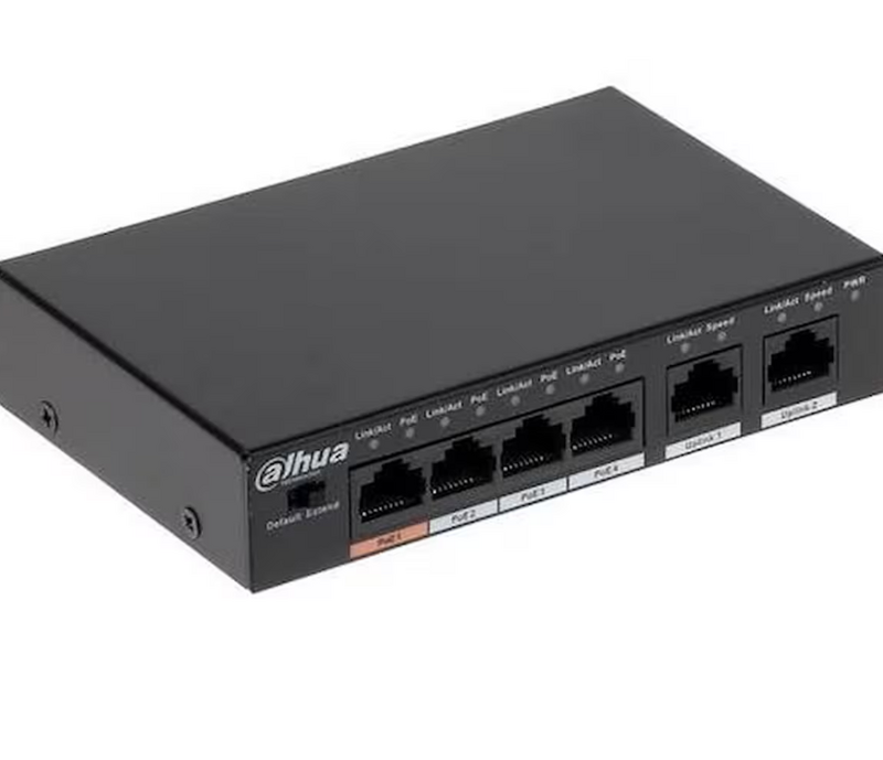 Dahua 6 Port 36W Poe Switch, Yönetilemez - PFS3006-4ET-36
